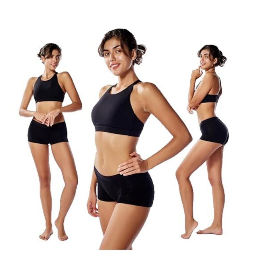 NEW Period Underwear Incontinence Boxers for Women (M, BLACK)
